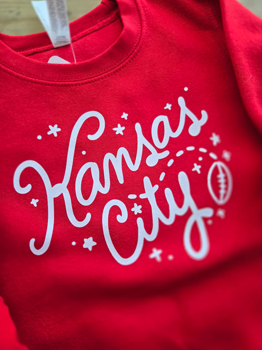 KANSAS CITY Script Red Crewneck Sweatshirt (TODDLER/YOUTH)