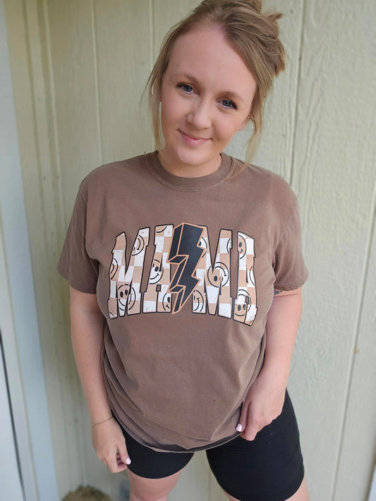 HAPPY MAMA Espresso Vintage Wash Short Sleeve Tee