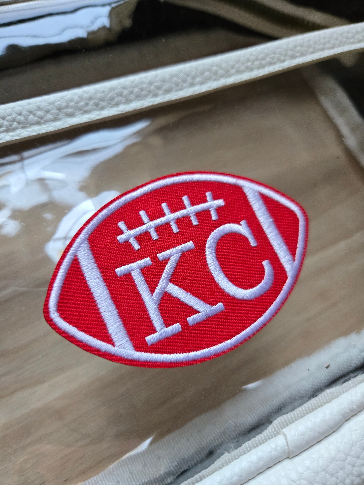 KC FOOTBALL Patch White Clear Stadium Bag w/Tassel