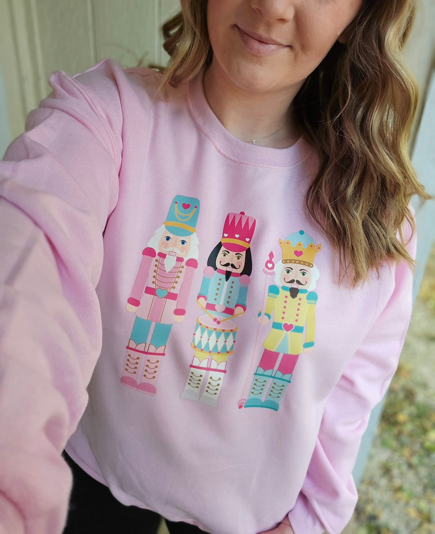 PREPPY NUTCRACKER Pink Crewneck Sweatshirt