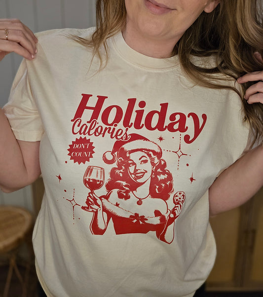 HOLIDAY CALORIES Ivory Vintage Wash Tee