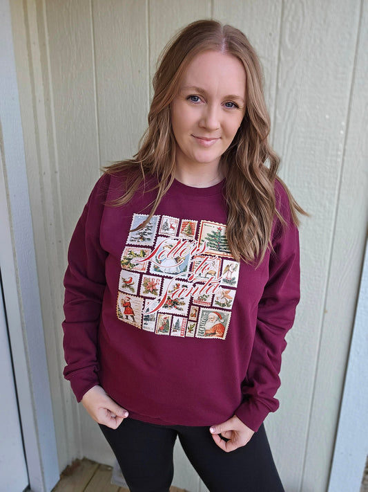 LETTERS TO SANTA Maroon Crewneck Sweatshirt