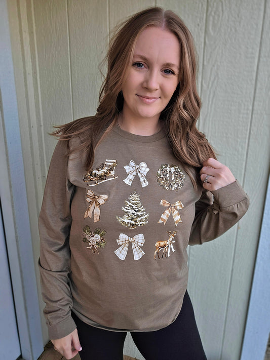 WINTER COLLAGE Heather Olive Long Sleeve Tee