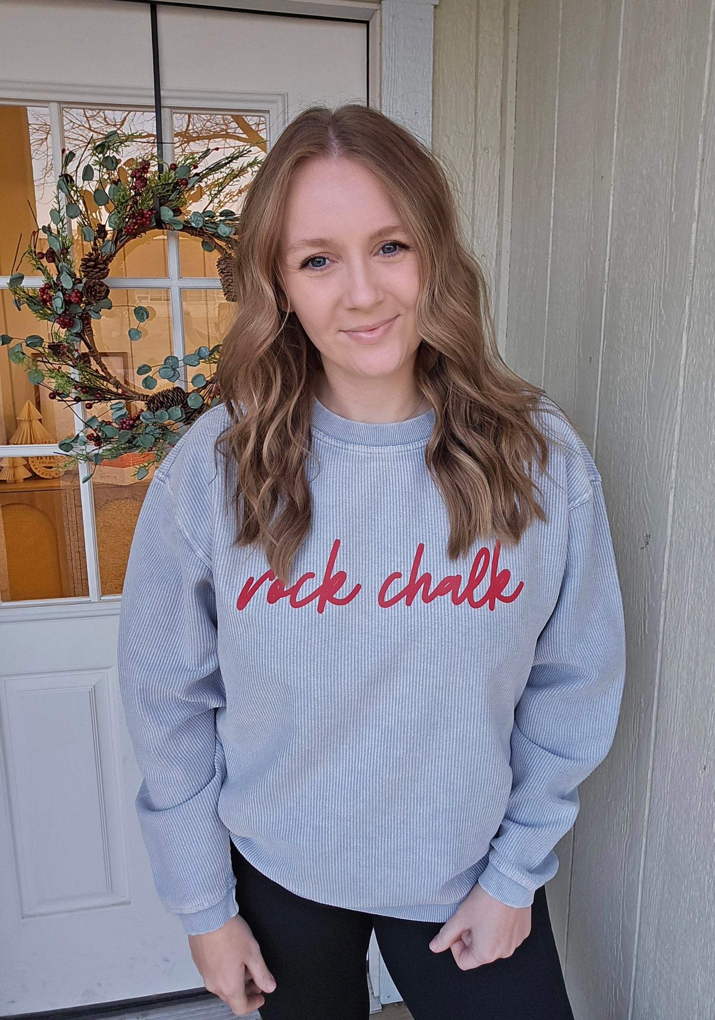 R.C. Script Light Blue Corded Crewneck Sweatshirt