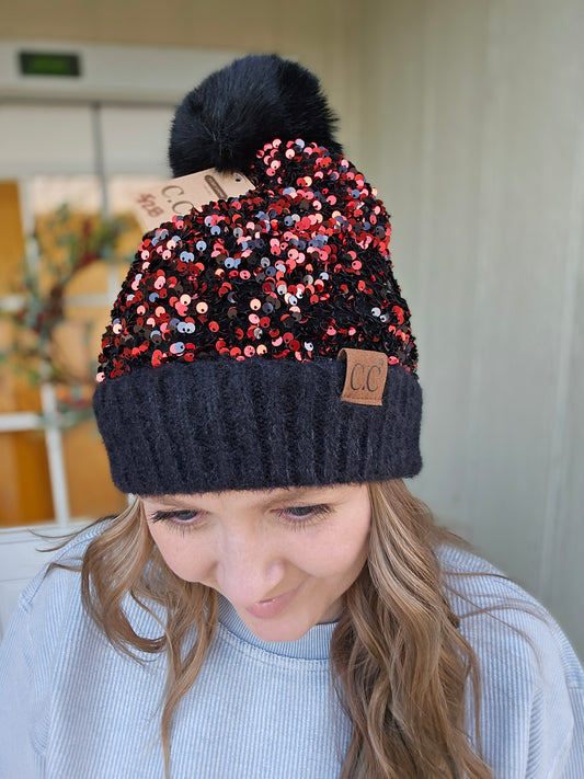 C.C. Red Sequin Beanie