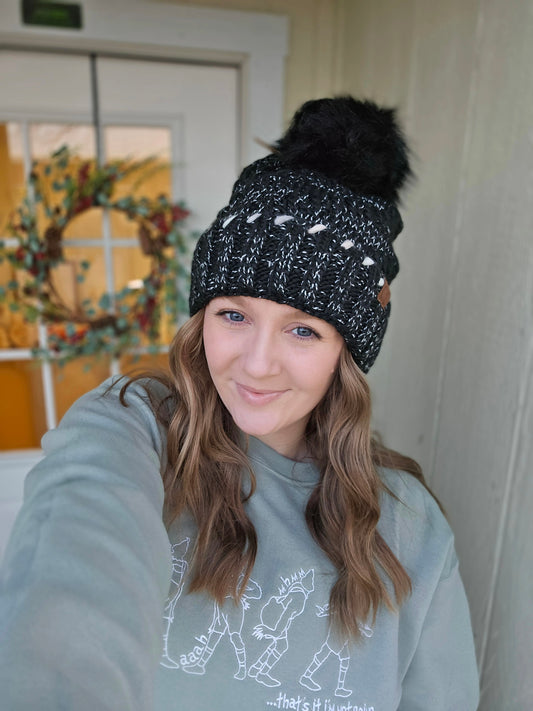 C.C. Braided Cuff Black Heather Beanie