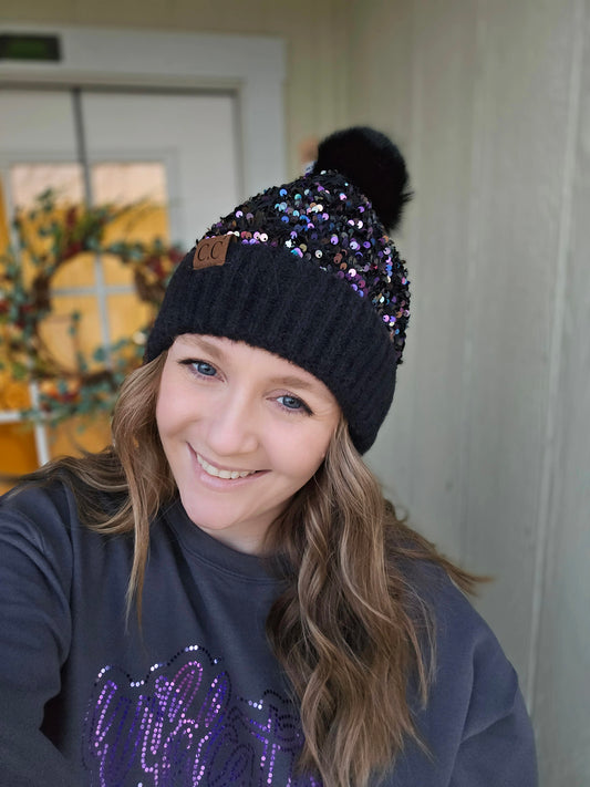 C.C. Purple Sequin Beanie