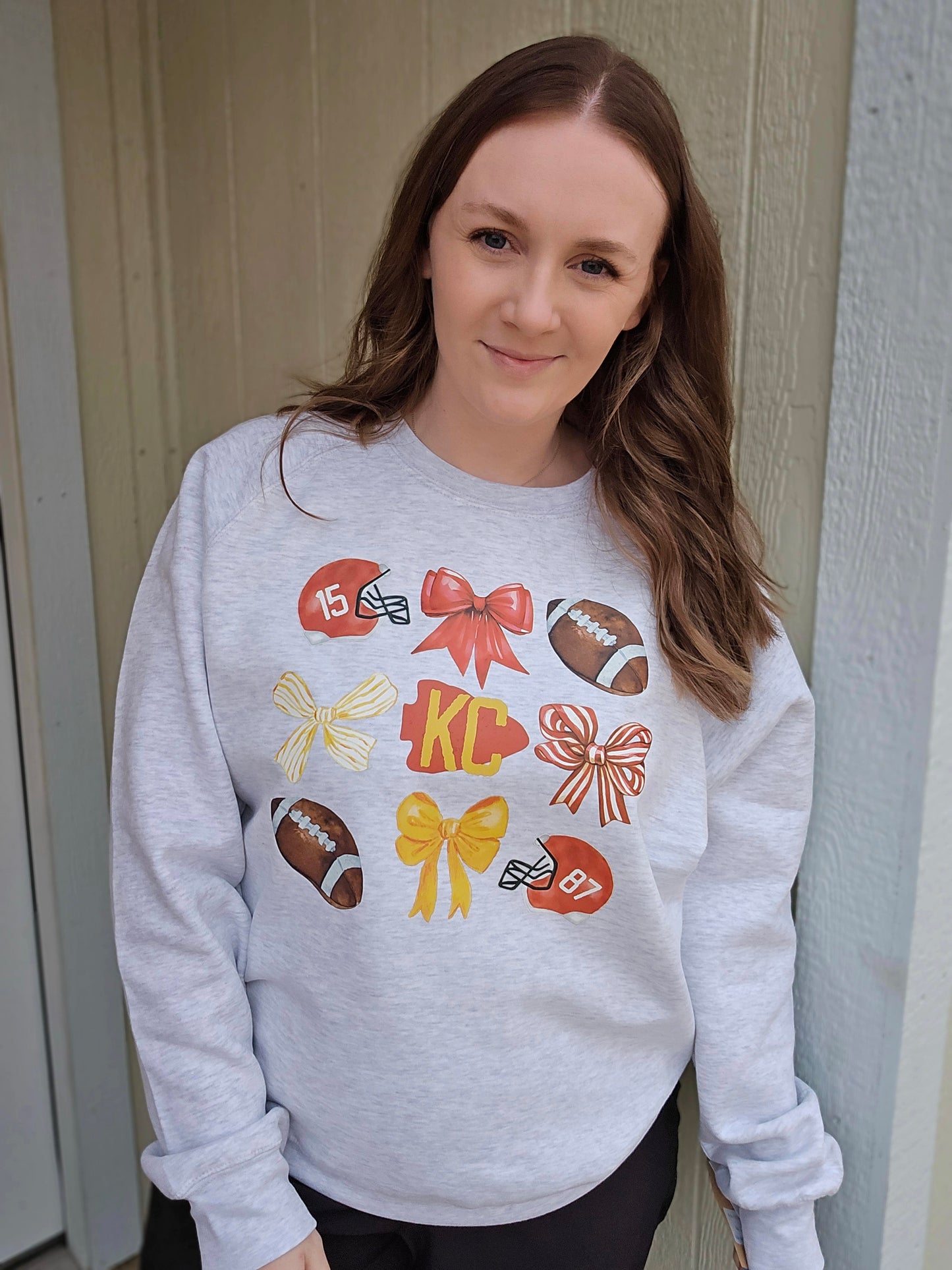 KC BOW COLLAGE Ash Grey Raglan Sweatshirt