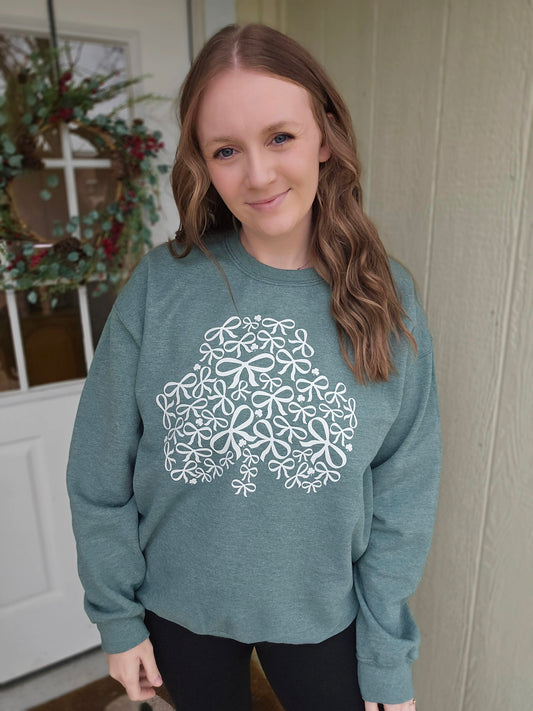 SHAMROCK BOW Heather Green Crewneck Sweatshirt