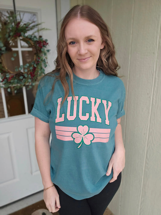 LUCKY Varsity Emerald Vintage Wash Short Sleeve Tee