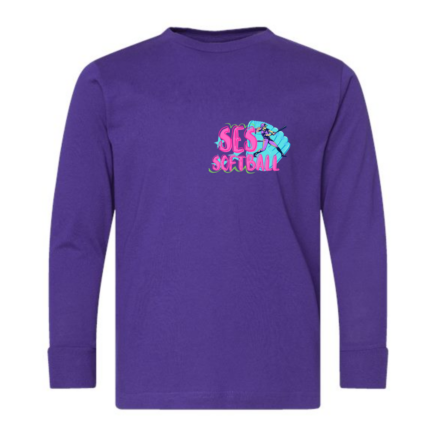 SES SOFTBALL GRAFFITI Blue Long Sleeve Tee