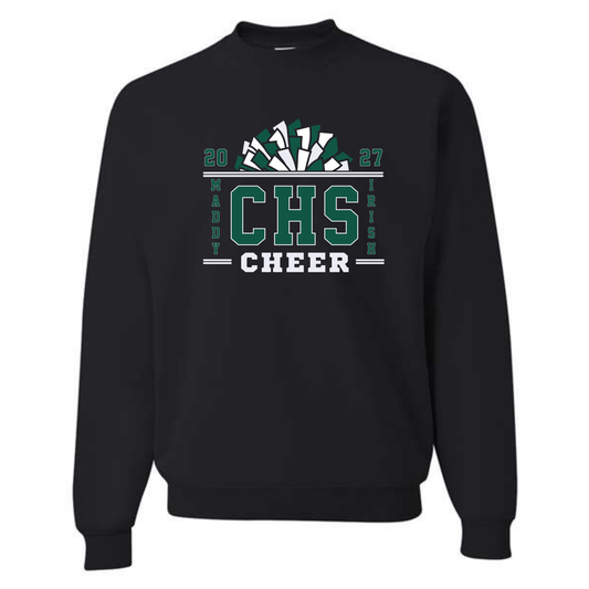 CHS CHEER POM Name/Year Black Crewneck Sweatshirt