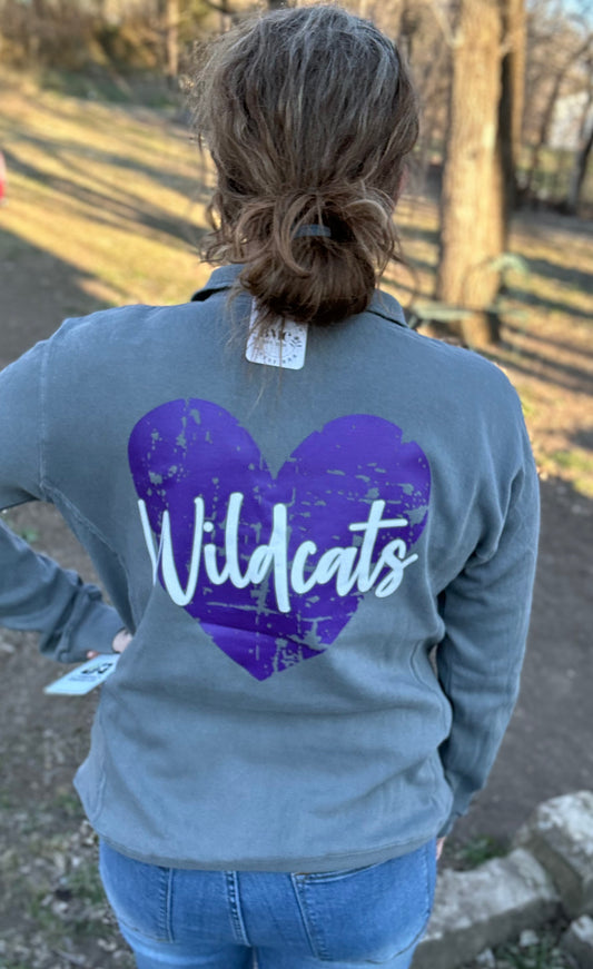 Wildcats “K” Chenille Garment Wash Quarter Zip Sweatshirt