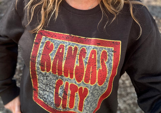 Kansas City Distressed Leopard Crewneck Sweatshirt