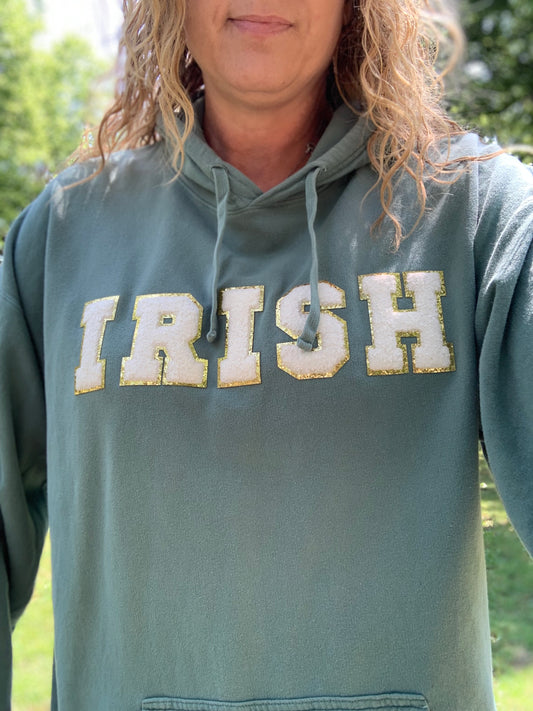 Chenille Irish Green hoodie