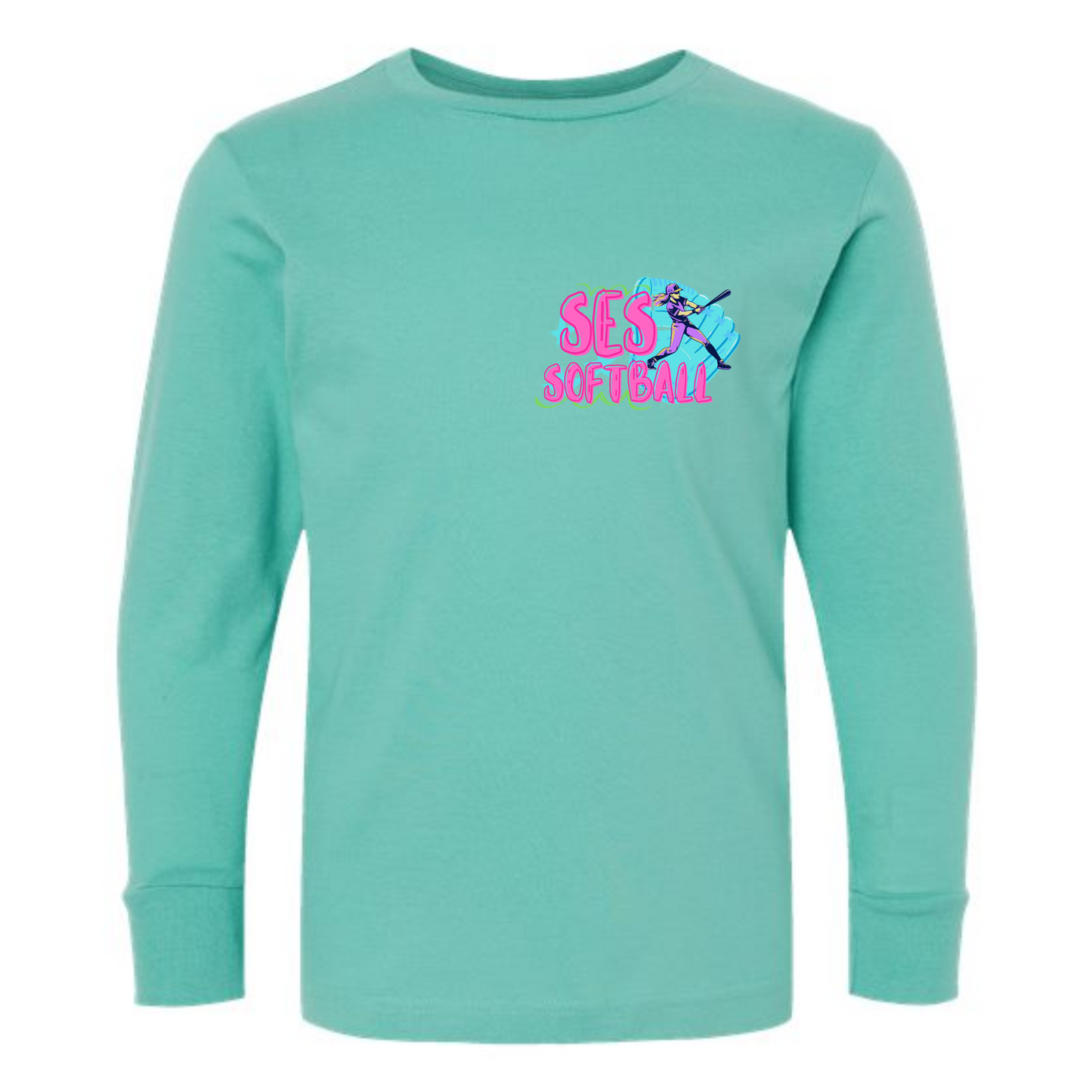 SES SOFTBALL GRAFFITI Blue Long Sleeve Tee