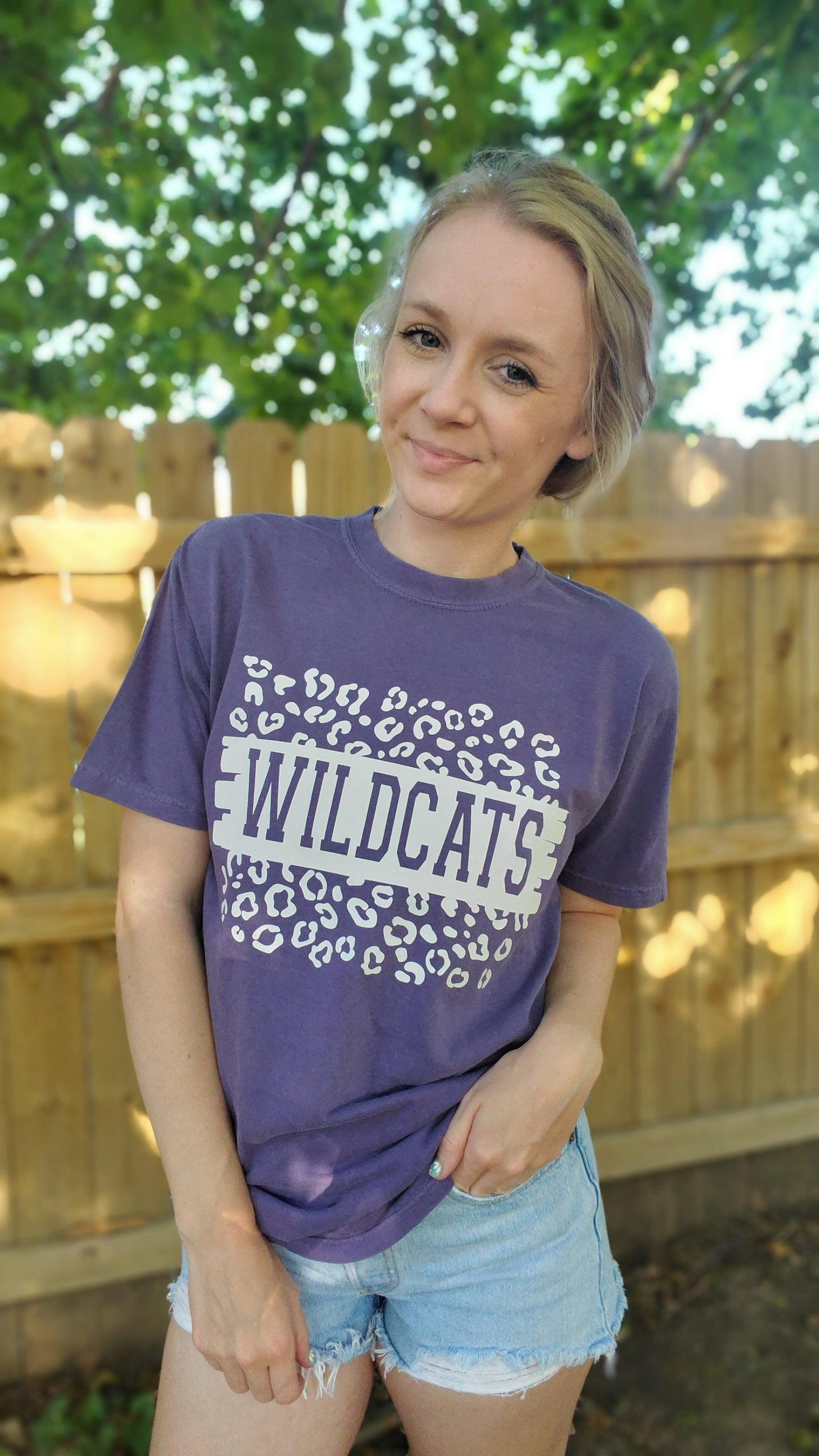 WILDCATS Leopard Purple Vintage Wash Tee