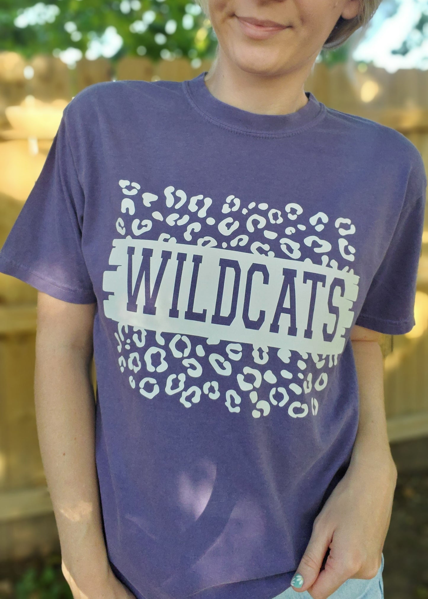 WILDCATS Leopard Purple Vintage Wash Tee