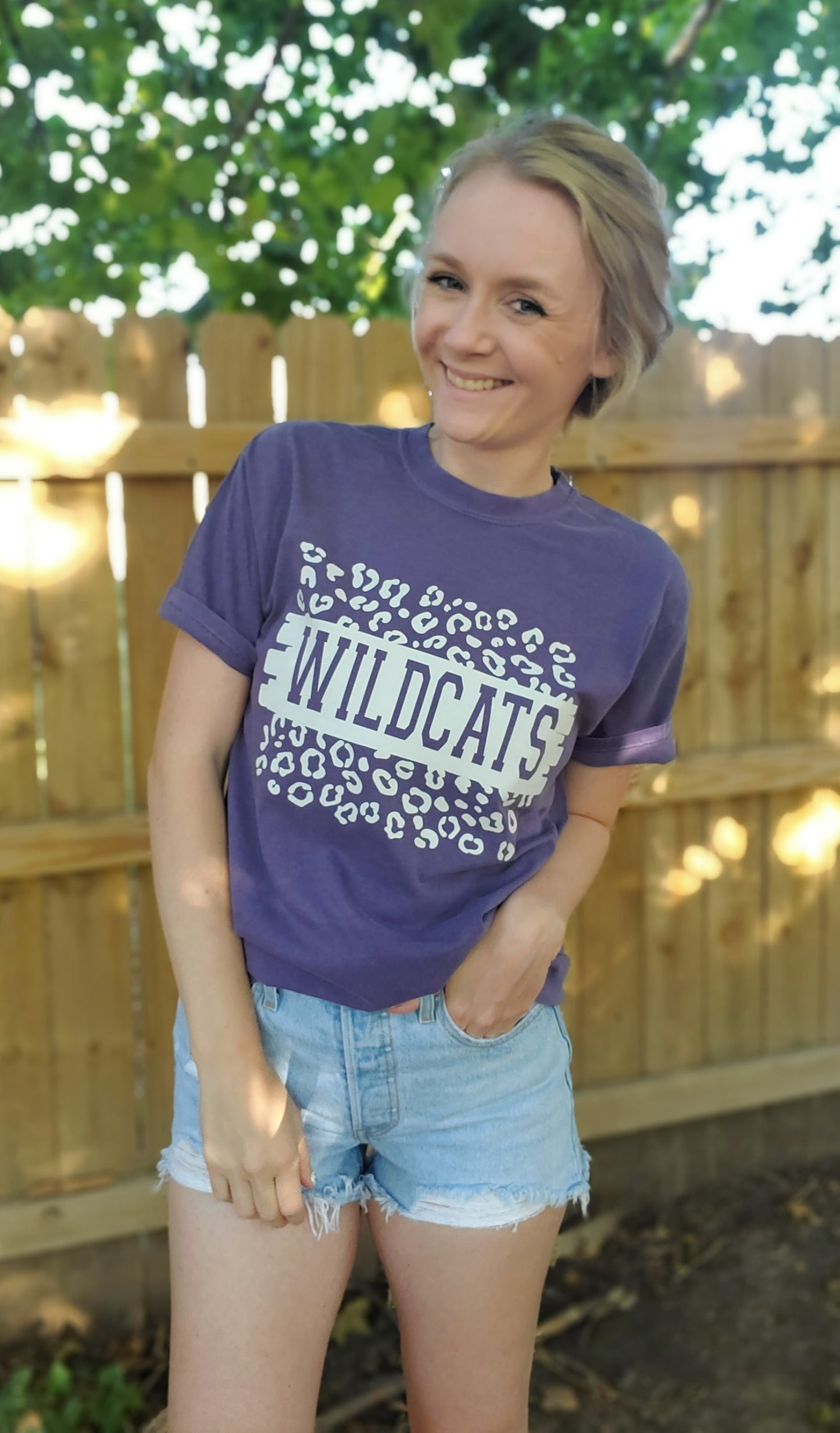 WILDCATS Leopard Purple Vintage Wash Tee