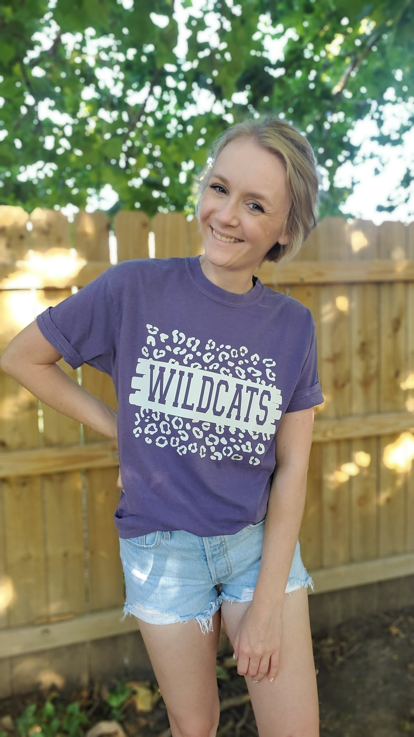 WILDCATS Leopard Purple Vintage Wash Tee