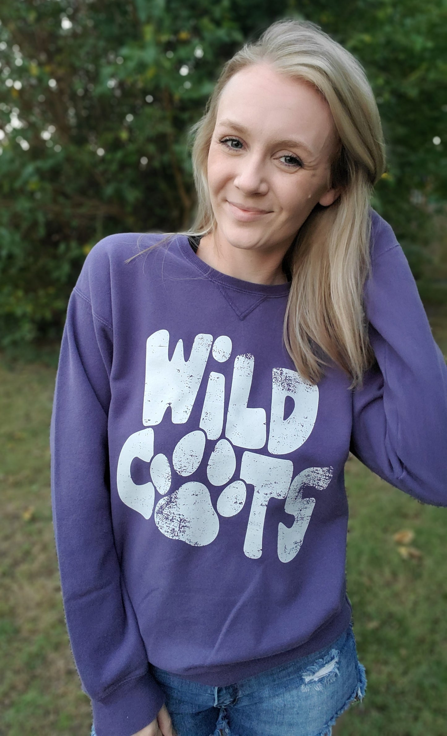 WILDCATS Purple Vintage Wash Crewneck Sweatshirt