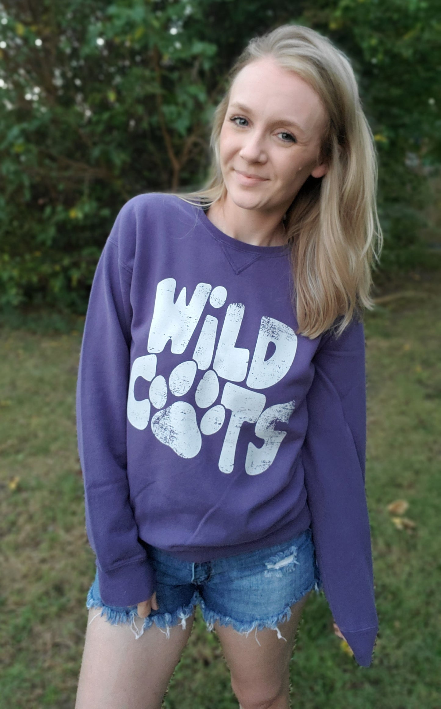 WILDCATS Purple Vintage Wash Crewneck Sweatshirt