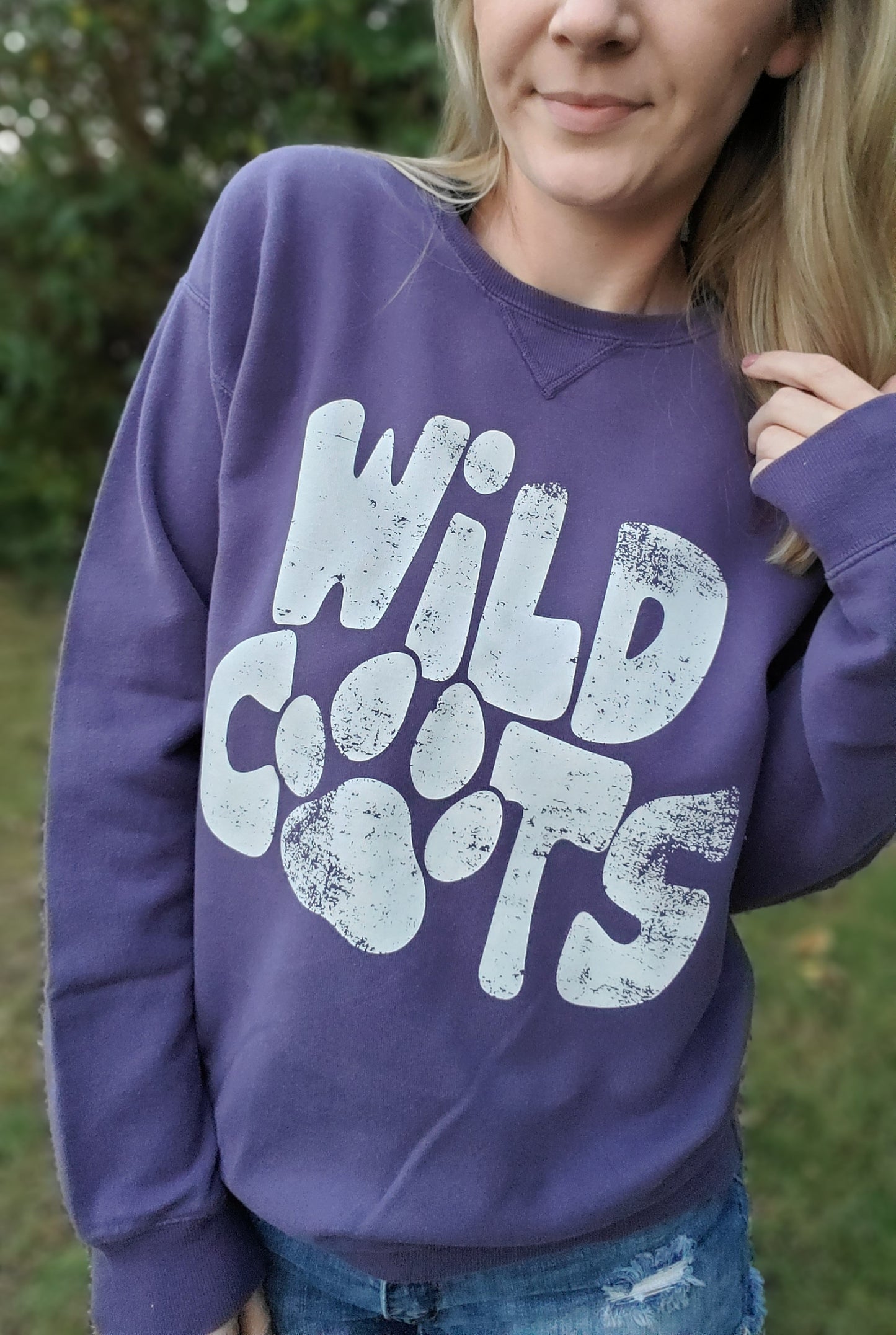 WILDCATS Purple Vintage Wash Crewneck Sweatshirt