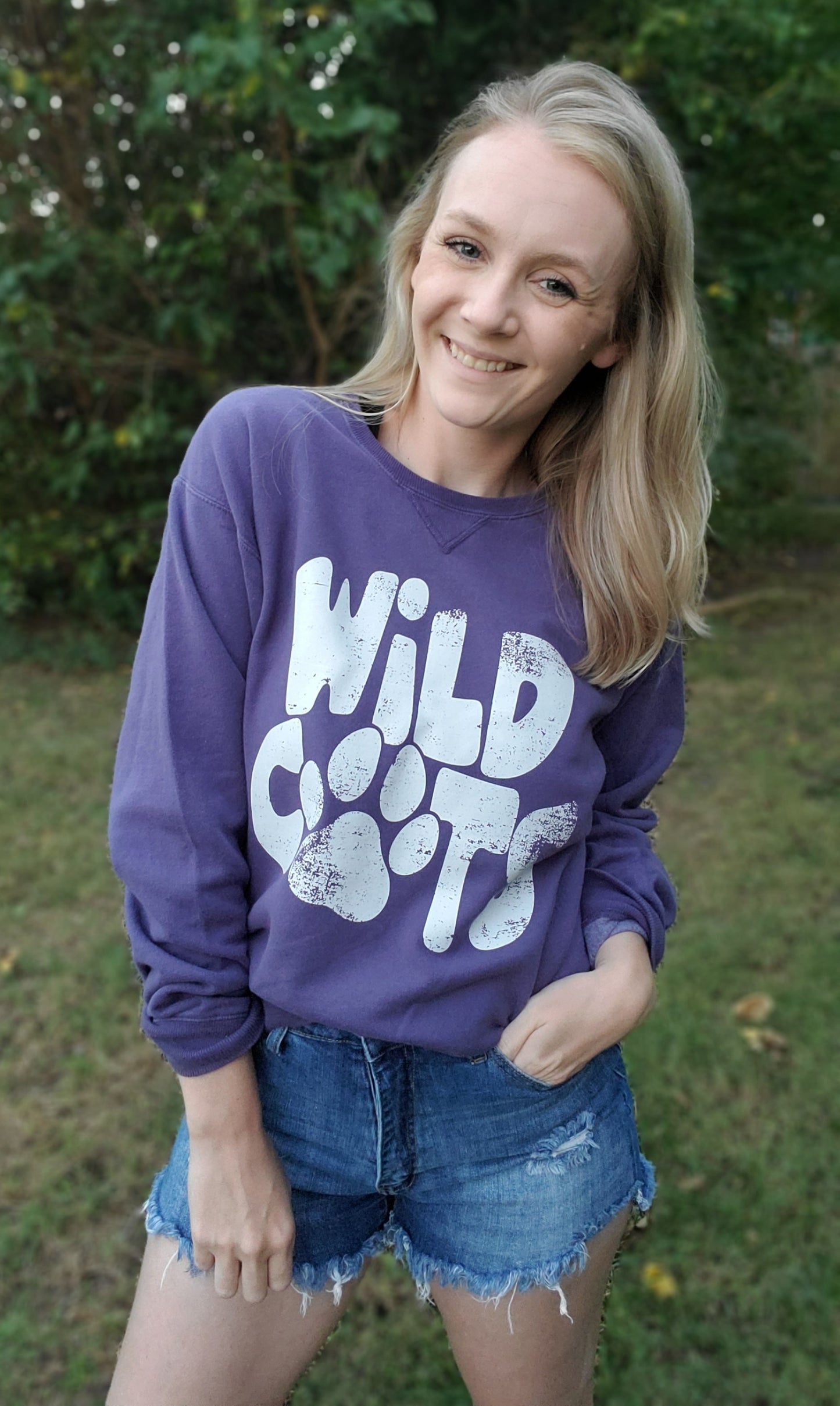 WILDCATS Purple Vintage Wash Crewneck Sweatshirt