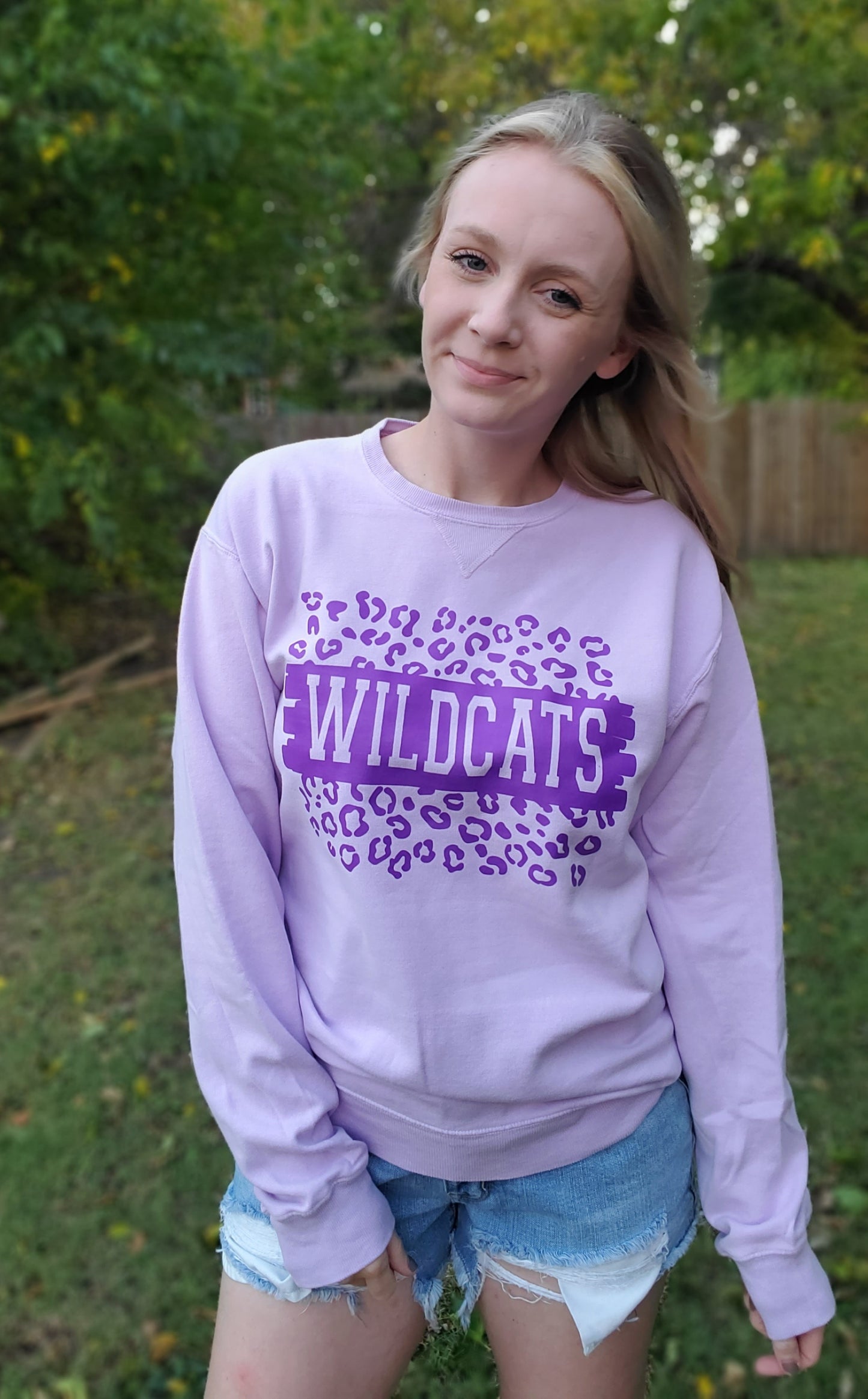 WILDCATS Leopard Lilac Crewneck Sweatshirt