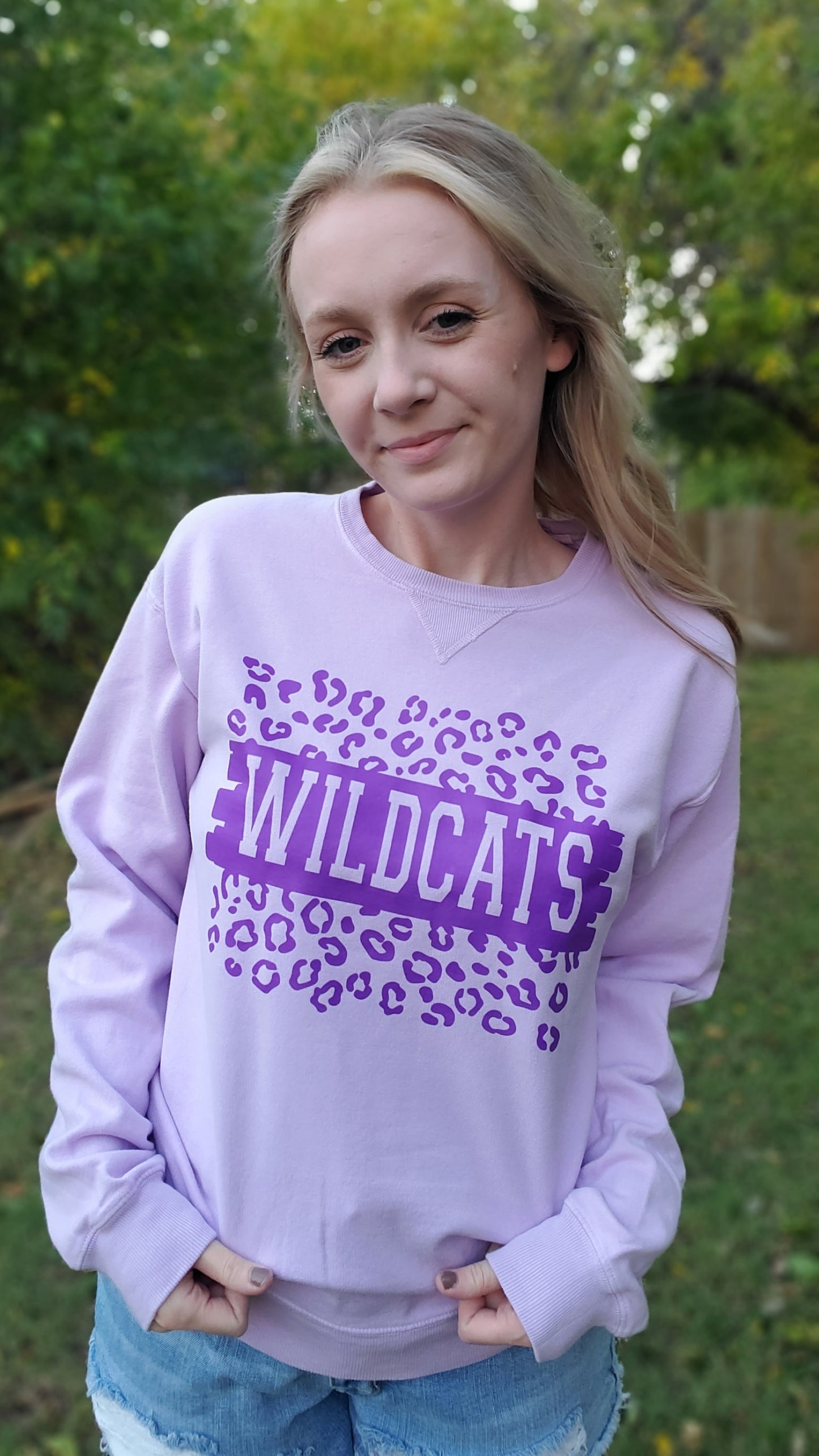 WILDCATS Leopard Lilac Crewneck Sweatshirt