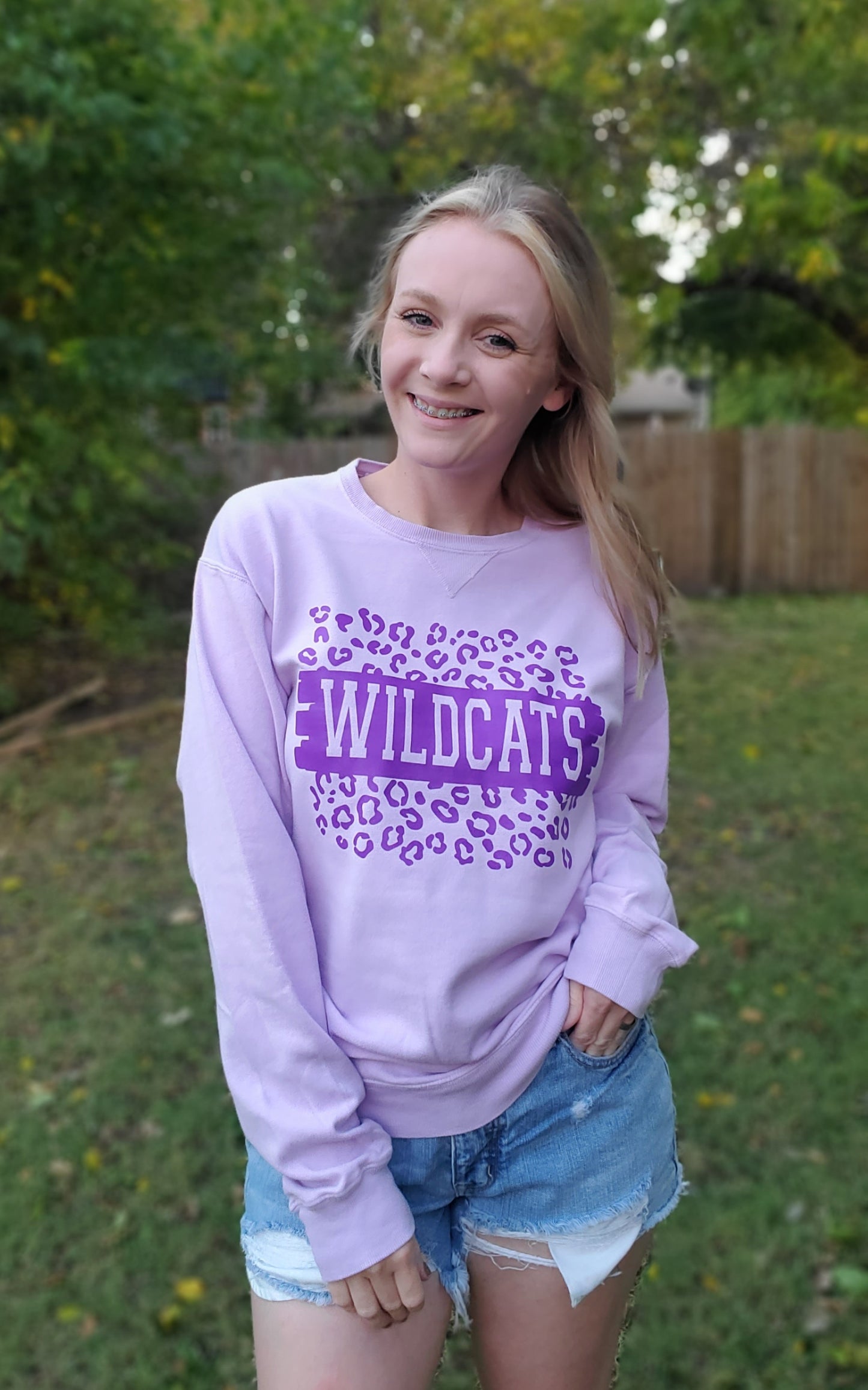 WILDCATS Leopard Lilac Crewneck Sweatshirt