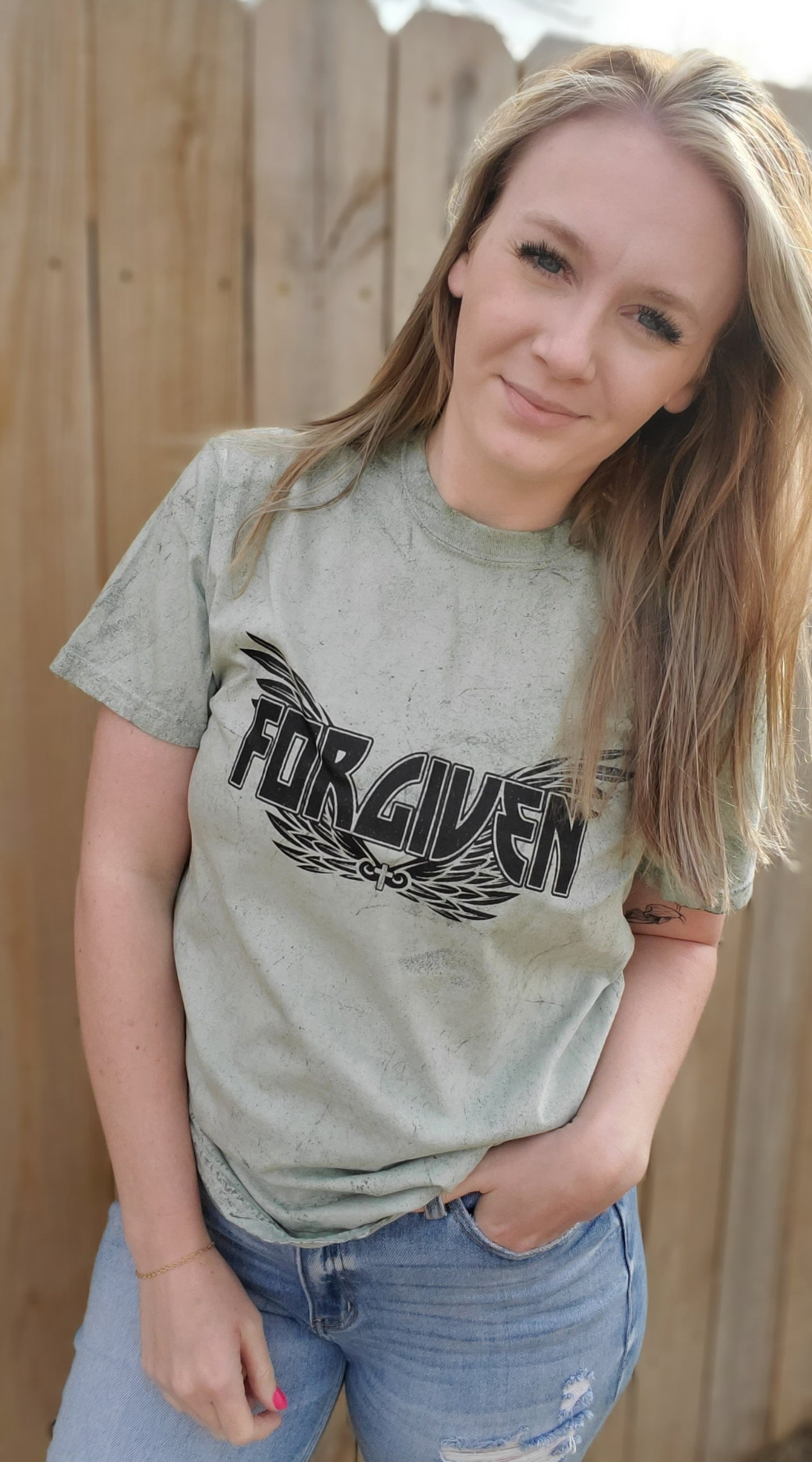 FORGIVEN Olive Colorblast Short Sleeve Tee