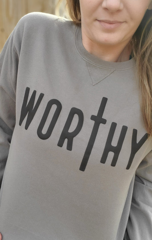 WORTHY *PUFF* Vintage Wash Grey Crewneck Sweatshirt