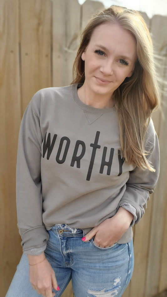 WORTHY *PUFF* Vintage Wash Grey Crewneck Sweatshirt